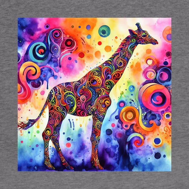 Brightly colored illustration of a giraffe by WelshDesigns